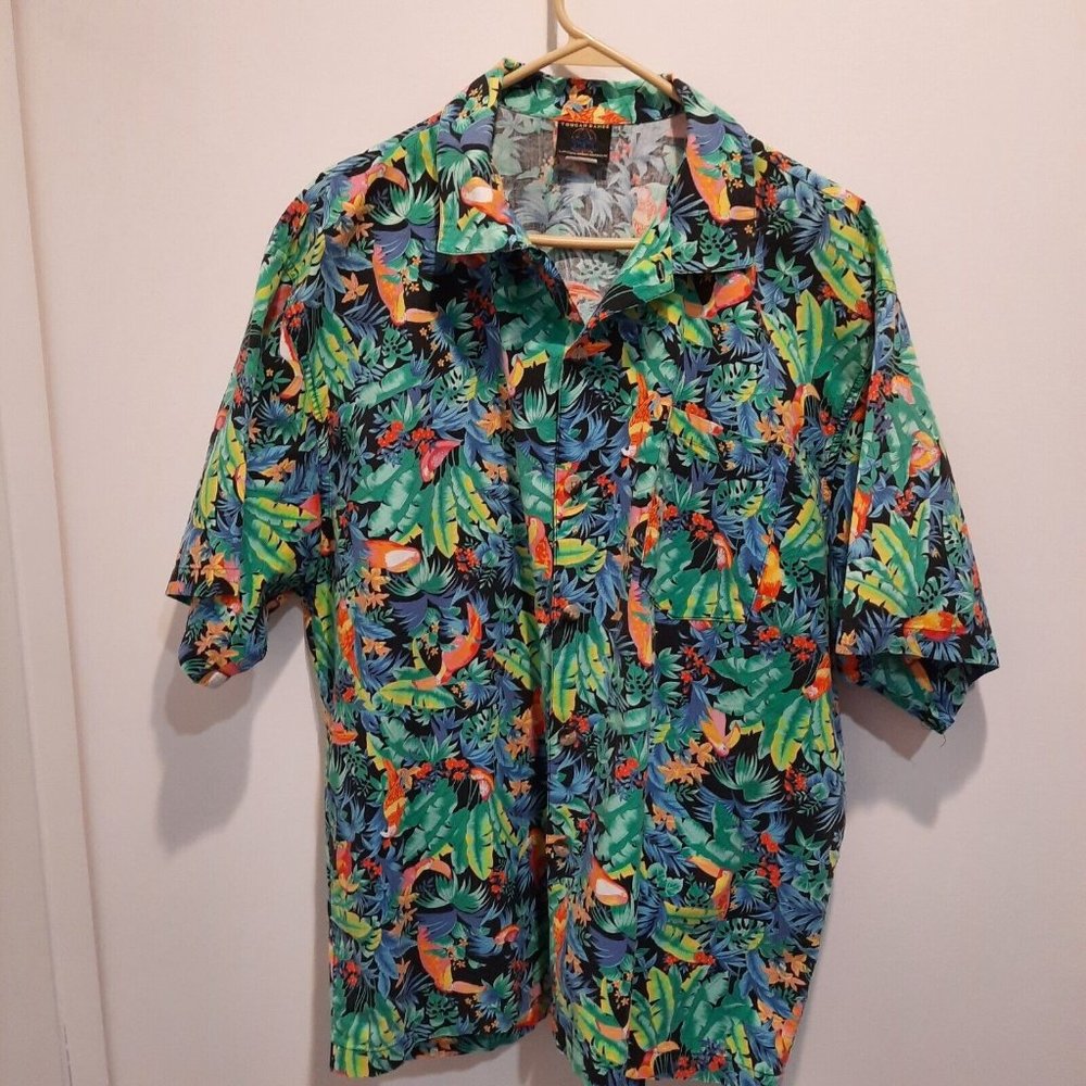 Toucan Dance by Fast Lane Shirt Mens Size XL Hawaiian Camp Tropical Bright VTG